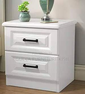 White 2 Drawer Wooden Bedside Pedestal.