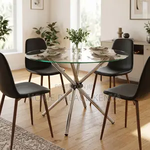 Dining Table; Clear Glass Top Dining Table