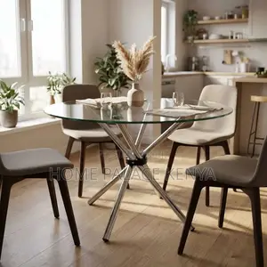 Dining Table; Clear Glass Top Dining Table