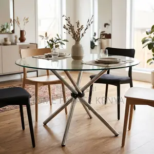 Dining Table; Clear Glass Top Dining Table