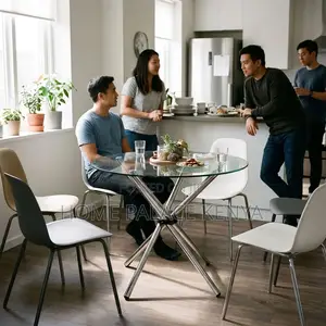 Dining Table; Clear Glass Top Dining Table
