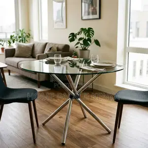 Dining Table; Clear Glass Top Dining Table
