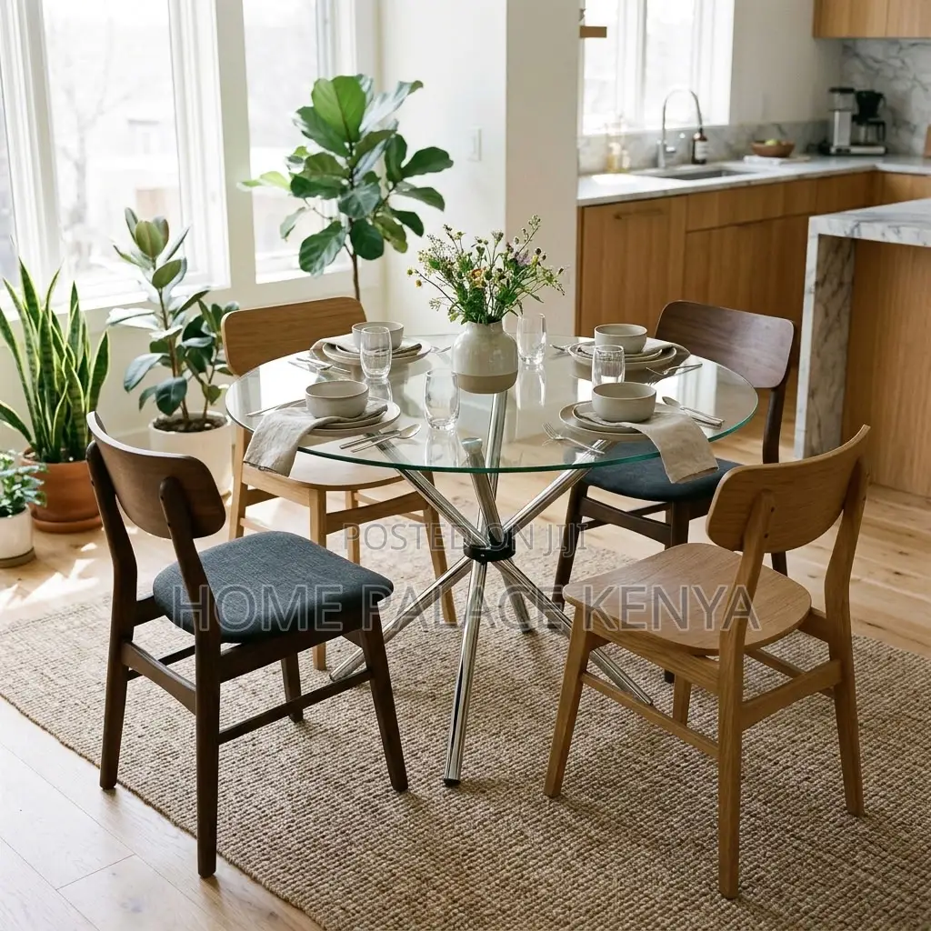 Dining Table; Clear Glass Top Dining Table