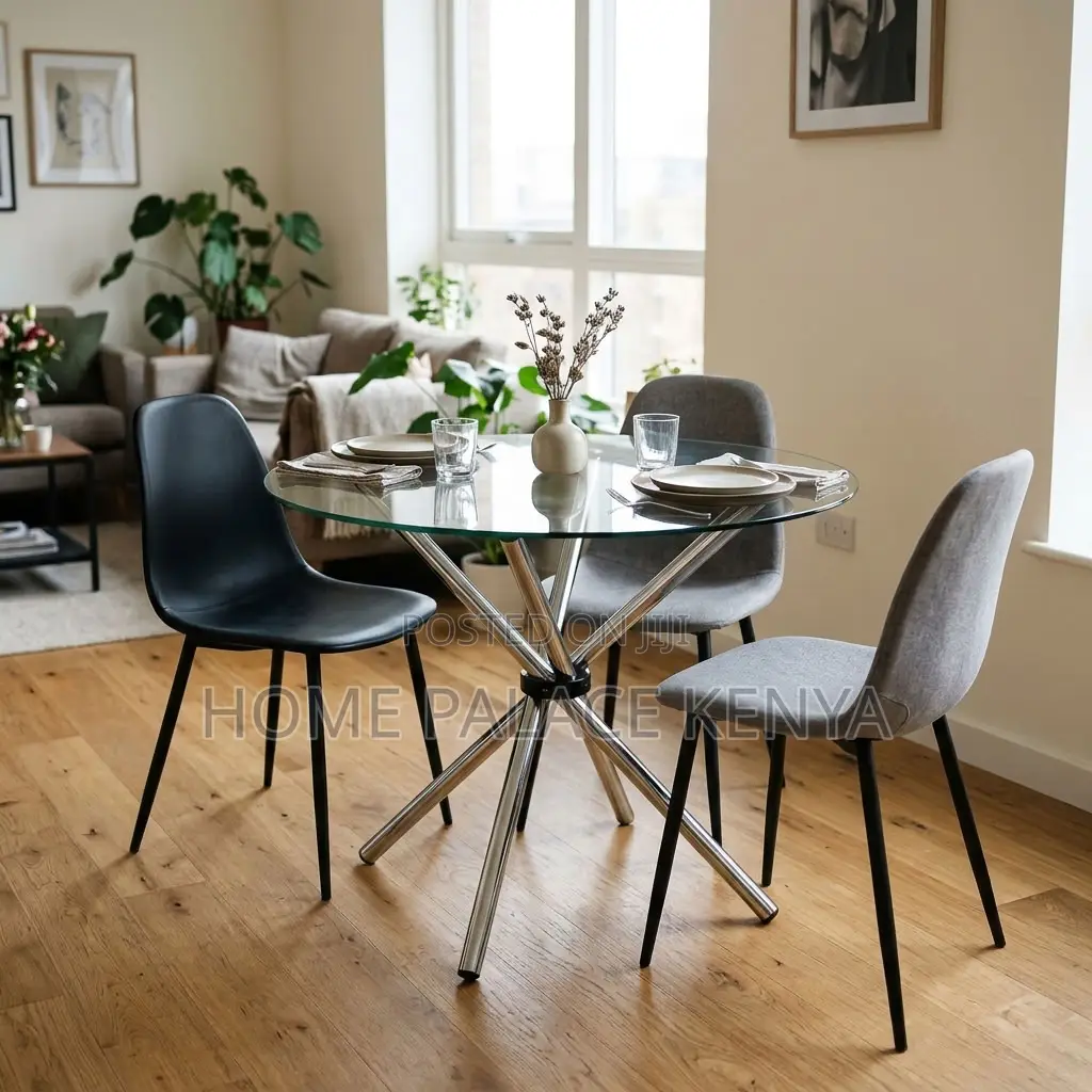 Dining Table; Clear Glass Top Dining Table