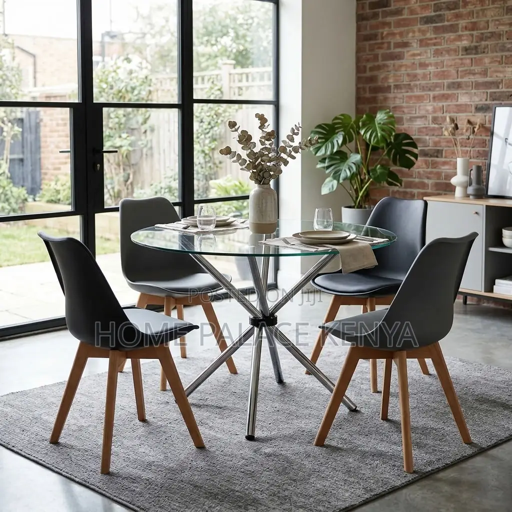 Dining Table; Clear Glass Top Dining Table