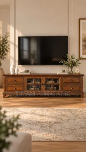 Classic Wooden TV Stand – Brown Finish