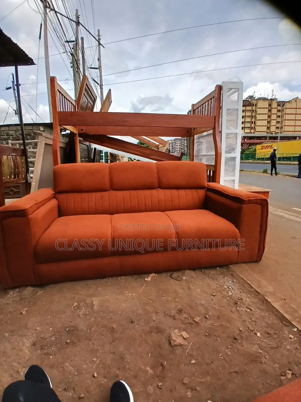 3-Seater Burnt Orange Sofa