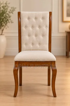 Cream Button-Tufted Upholstery Dining Chair