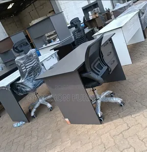 Modern Grey Office Desk (3 Drawers) + Ergonomic Mesh Chair Set