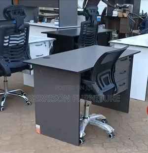Modern Grey Office Desk (3 Drawers) + Ergonomic Mesh Chair Set
