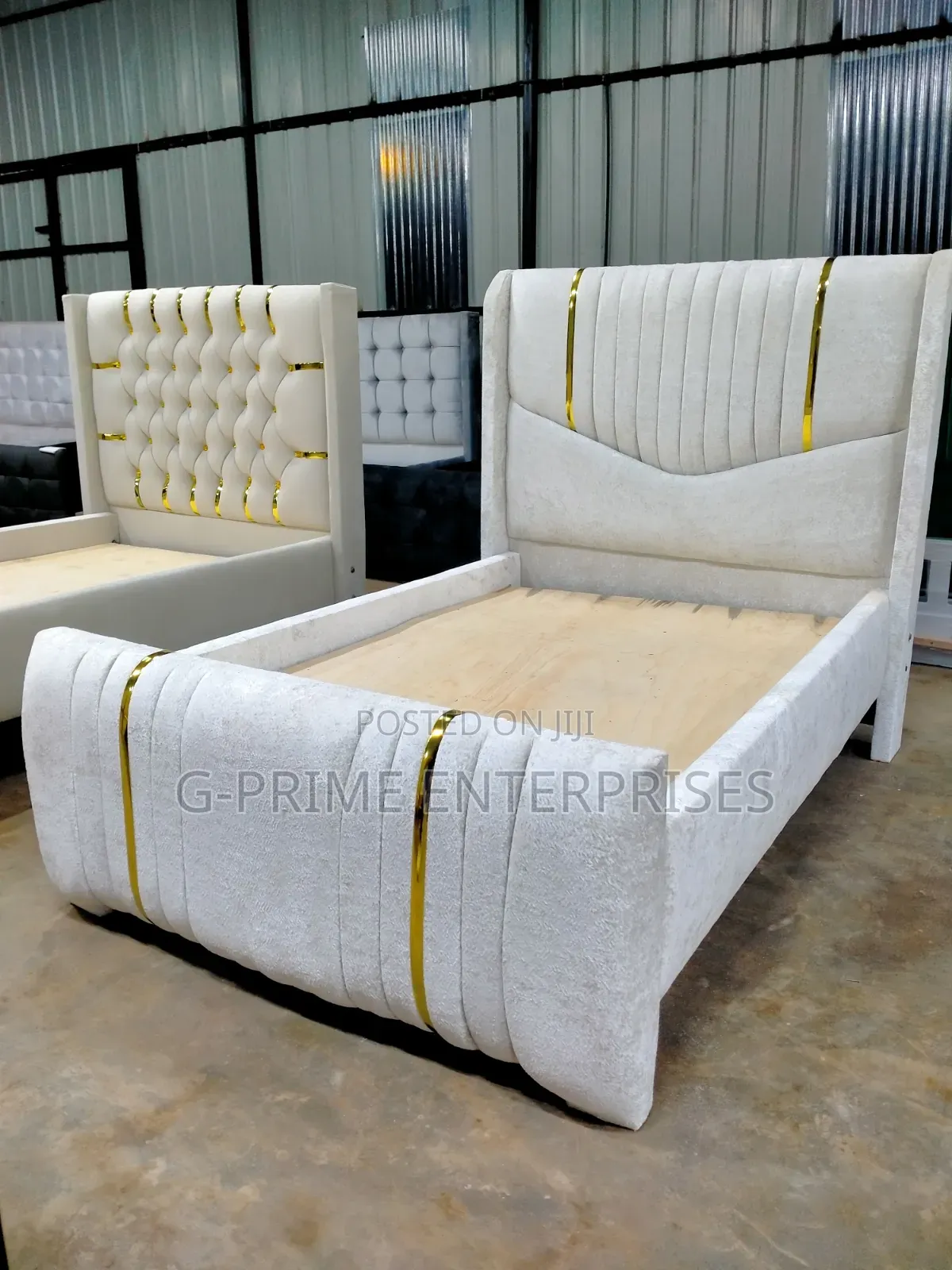 V Shape Modern Bed Gold Bed