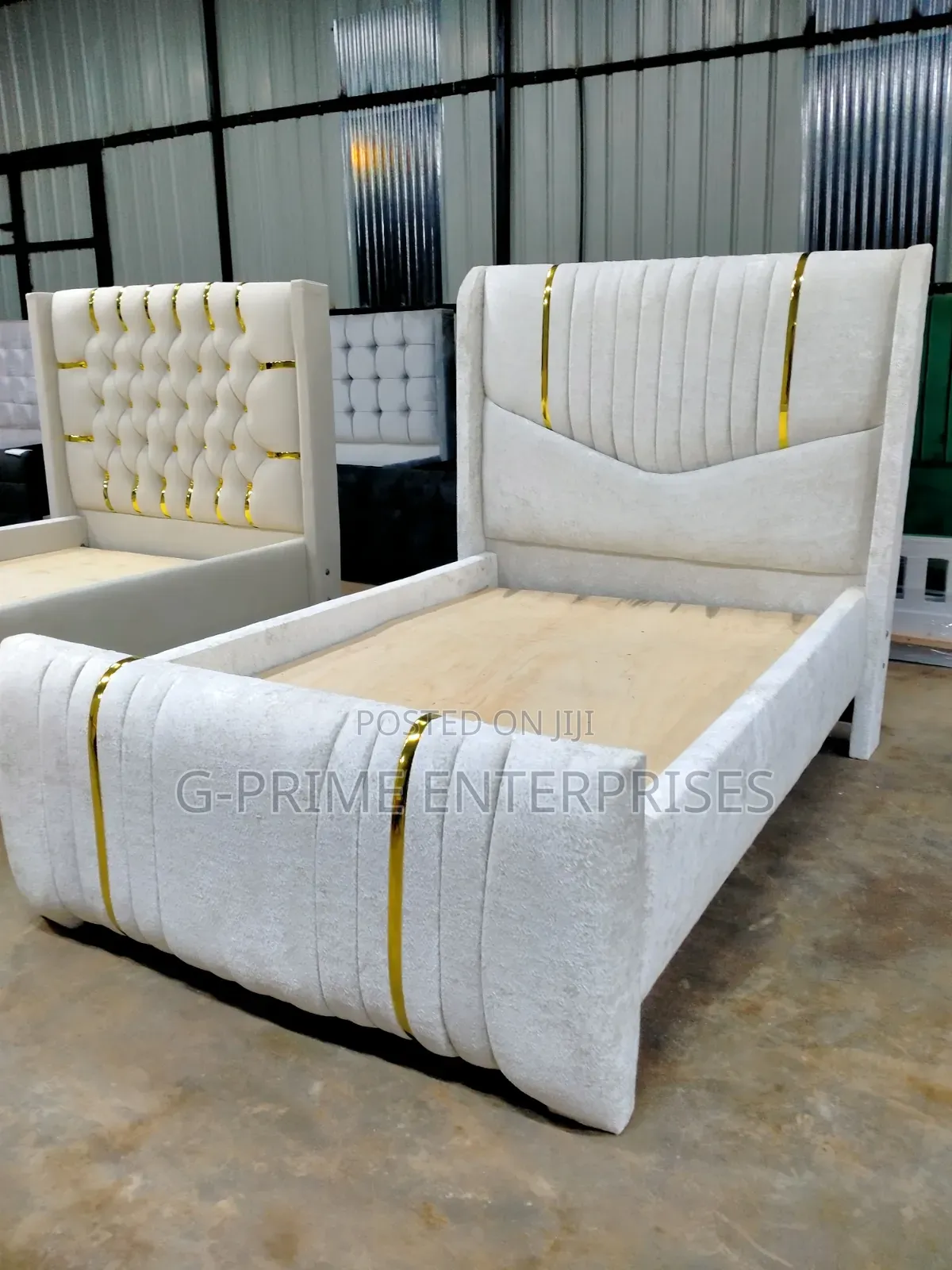V Shape Modern Bed Gold Bed