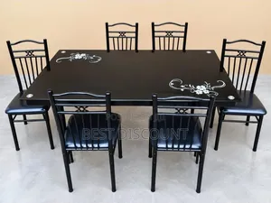 Six Seater Glass Dinning Table and Chairs