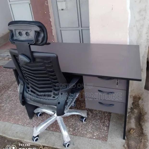 Office Desk With Lockable Storage and High-Back Mesh Chair