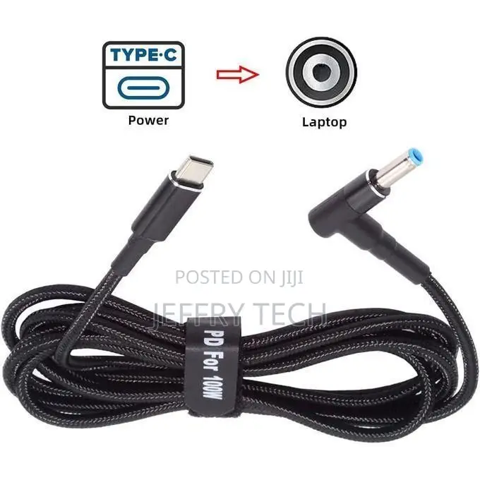Type C Charger Cable Braided Fast 100W C to 20V DC Input 4.5x3mm Outpu