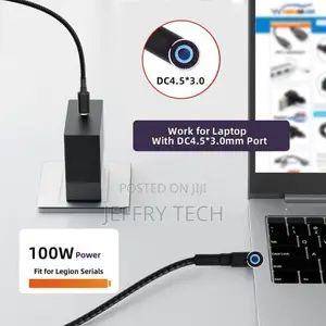 Type C Charger Cable Braided Fast 100W C to 20V DC Input 4.5x3mm Outpu