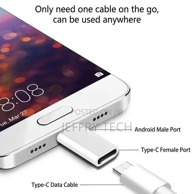 Micro to Type-C Adapter, Micro USB Male to USB Type-C Female Converter
