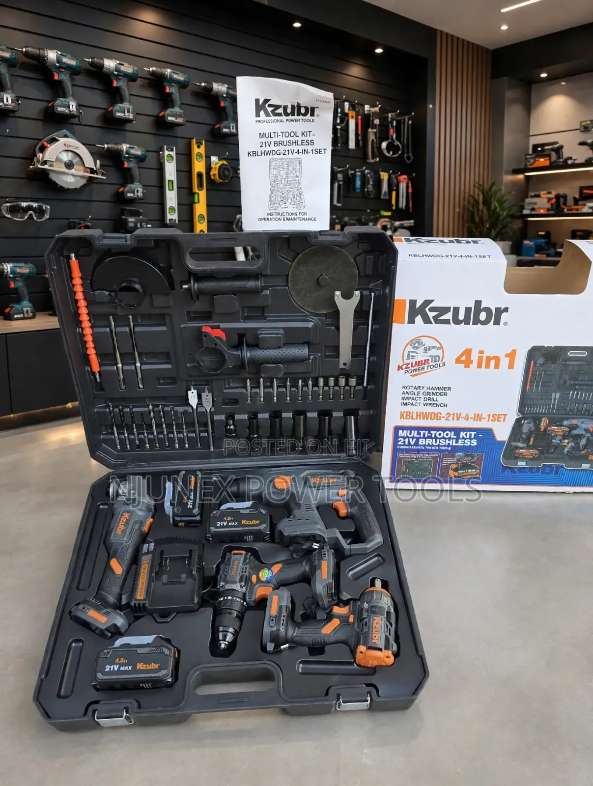 Kzubr 21V Brushless Multi-Tool Kit (Model: KBLHWDG-21V-4-IN-1SET)