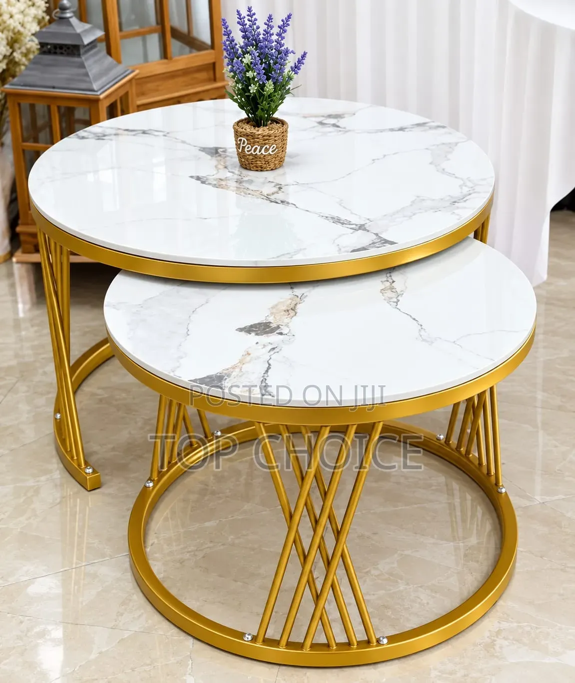 Modern Round Marble Nesting Coffee Tables