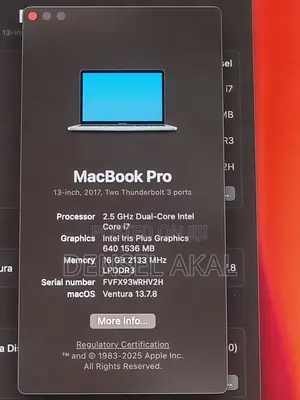 Laptop Apple MacBook Pro 2017 16GB Intel Core i7 SSD 256GB