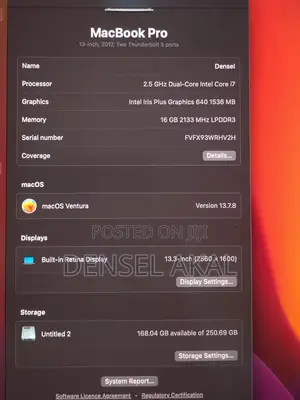 Laptop Apple MacBook Pro 2017 16GB Intel Core i7 SSD 256GB