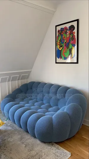 ​Luxury Sky Blue Bubble Cloud Curved Accent Sofa