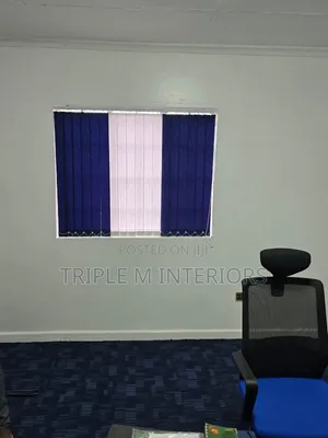 Navy Blue & White Vertical Office Blinds