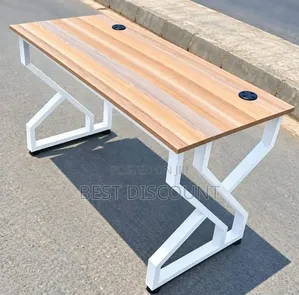 Executive Office Desk With Black Metal Frame