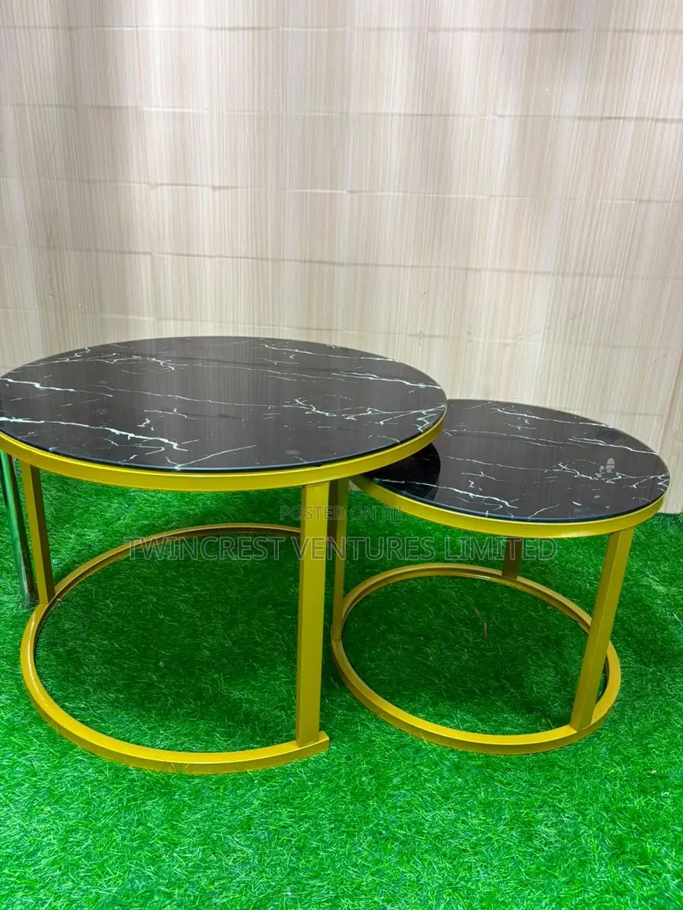 Glass Marble Nesting Table