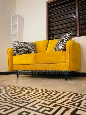 Vibrant Mustard Yellow Velvet 2-Seater Sofa / Loveseat Couch