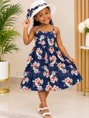 2pc Girls Flower Dress With Hat
