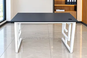 Metallic T Table White Dark Grey Top