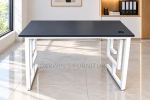 Metallic T Table White Dark Grey Top