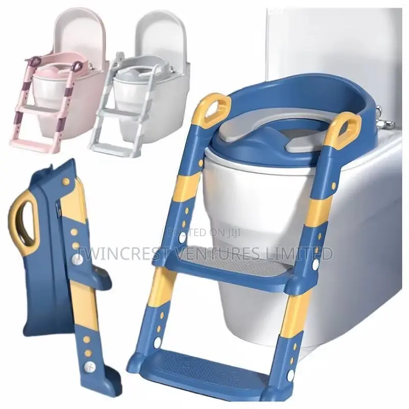 Grey Kids Adjustable Potty Trainer Ladder With Soft Pad