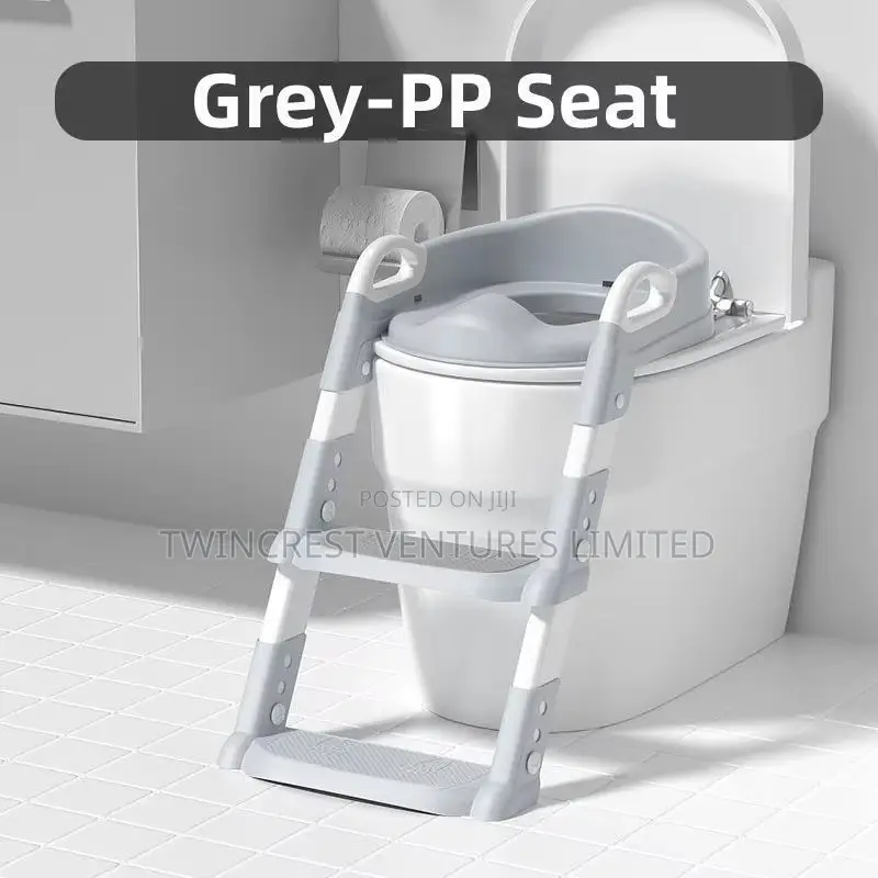 Grey Kids Adjustable Potty Trainer Ladder With Soft Pad