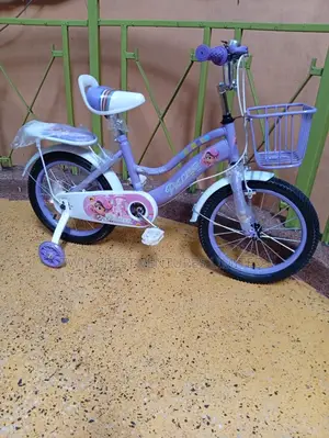 Purple Girls Size 16 Bicycle With Trainer Wheels ,Backseat and Basket