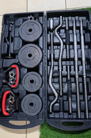 58kg Dumbbells Set With a Curl Bar and Kettlebell Holder