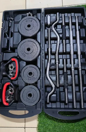 58KG Adjustable Dumbbell and Barbell Set With Case. (58Kg York)