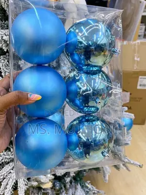  6 PCs SNOWFALL BLUE CHRISTMAS BAUBLES 