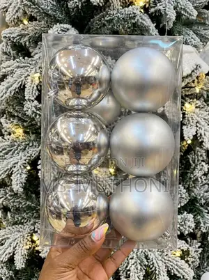  6 PCs SNOWFALL BLUE CHRISTMAS BAUBLES 