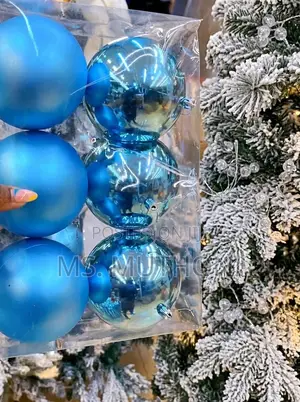  6 PCs SNOWFALL BLUE CHRISTMAS BAUBLES 