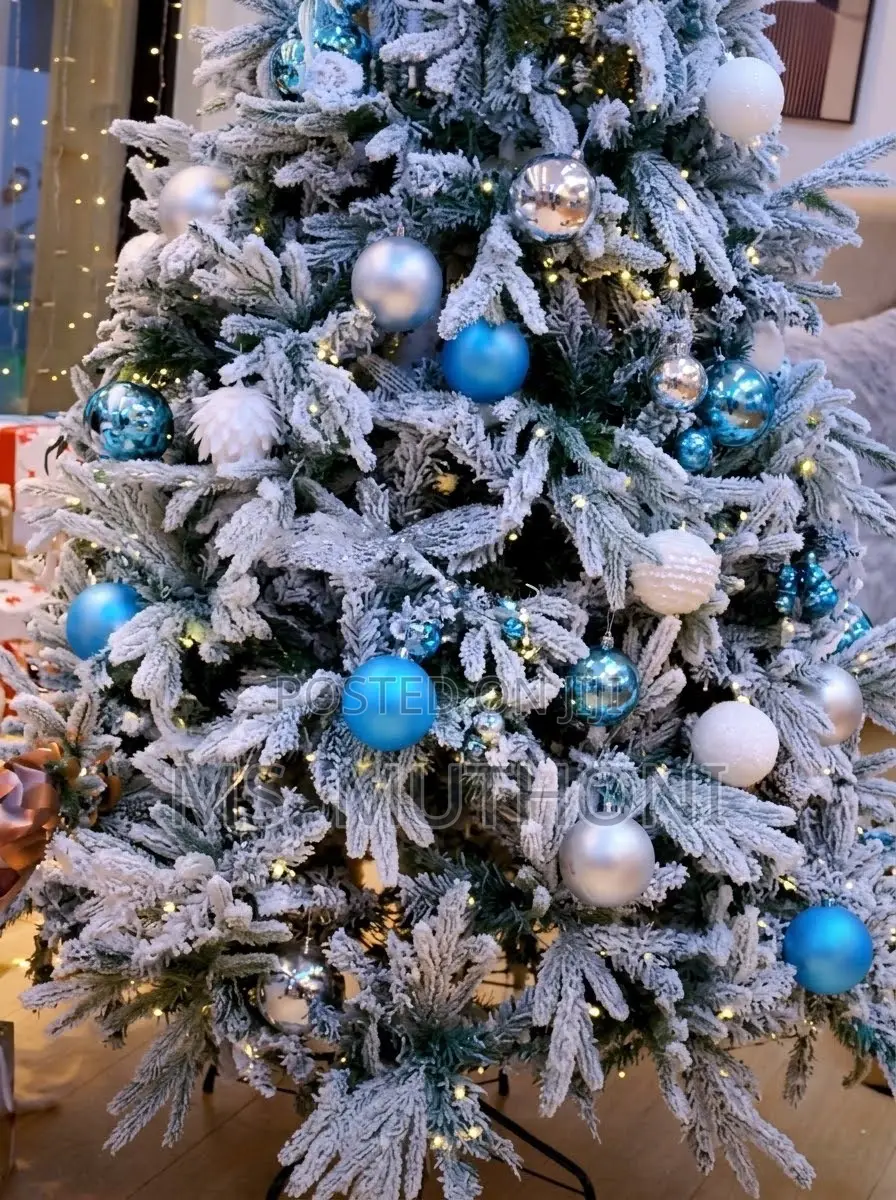  6 PCs SNOWFALL BLUE CHRISTMAS BAUBLES 