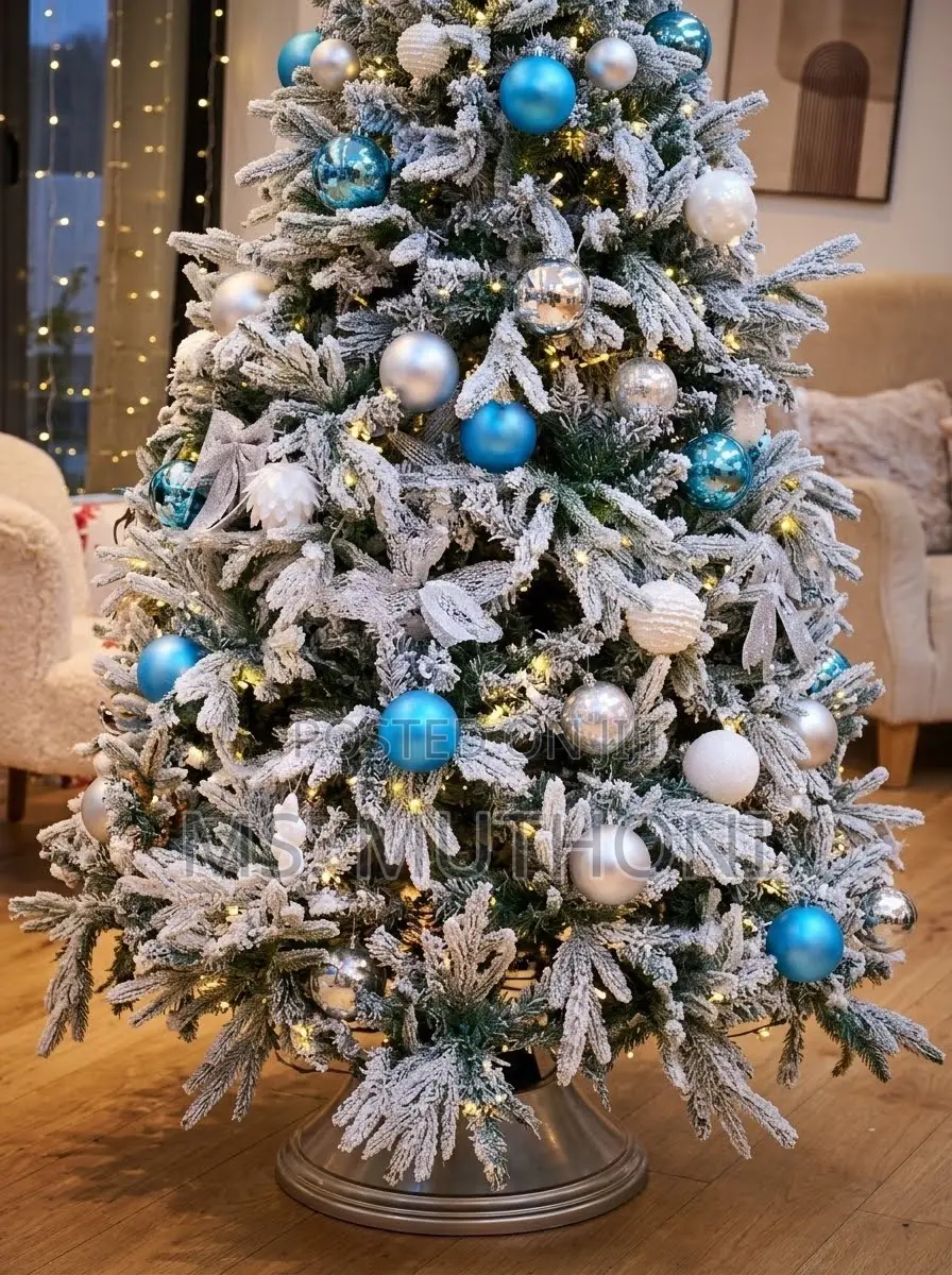  6 PCs SNOWFALL BLUE CHRISTMAS BAUBLES 