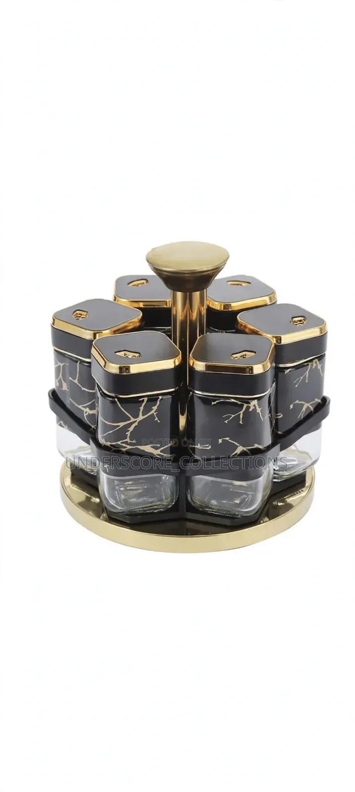 Rotating Spice Rack Marble Black