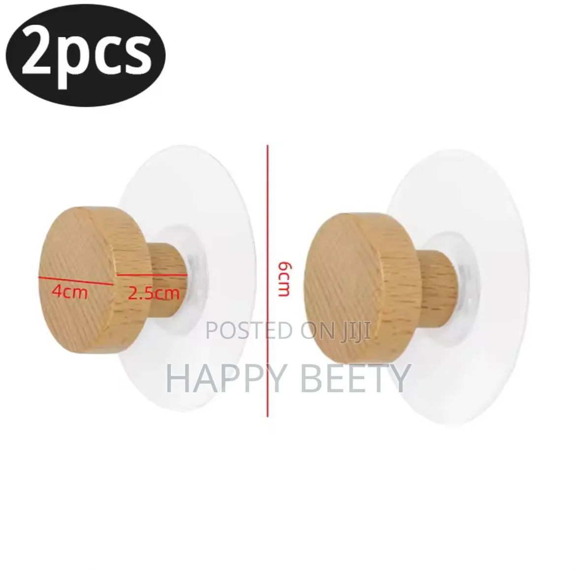 6Pcs Self-Adhesive Wooden Wall Hooks