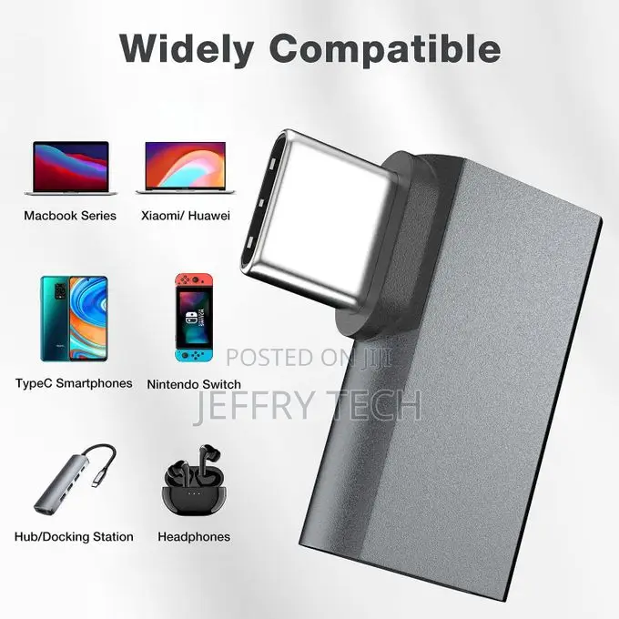 USB C Right Angle Adapter, 100W 20Gbps 4K Video