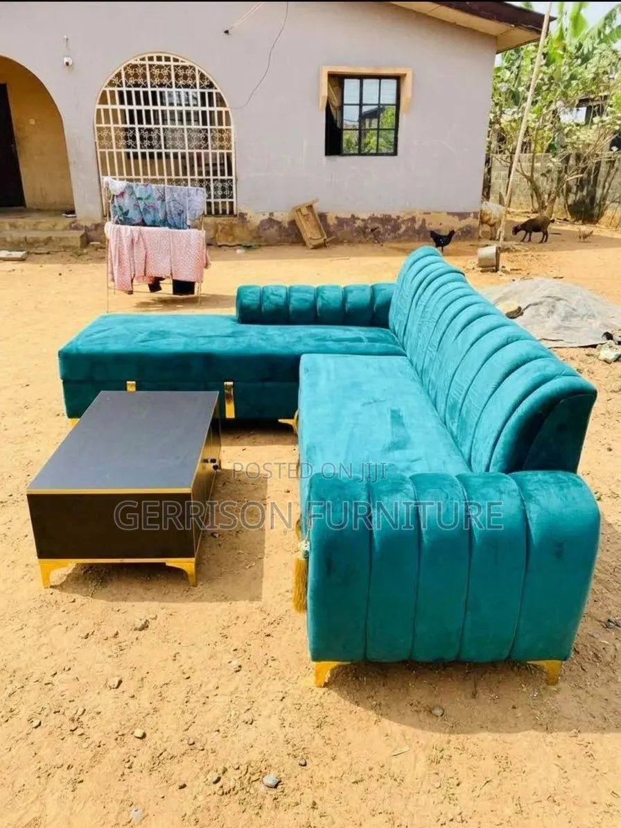 Luxury Teal Velvet Channel-Tufted L-Shaped Sectional Sofa