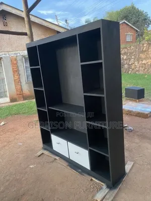 Modern Matte Black TV Wall Unit With Drawers