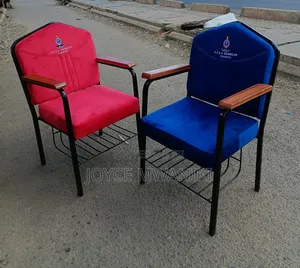 High Density Padded Chairs With Logo and Wooden Arm Rest
