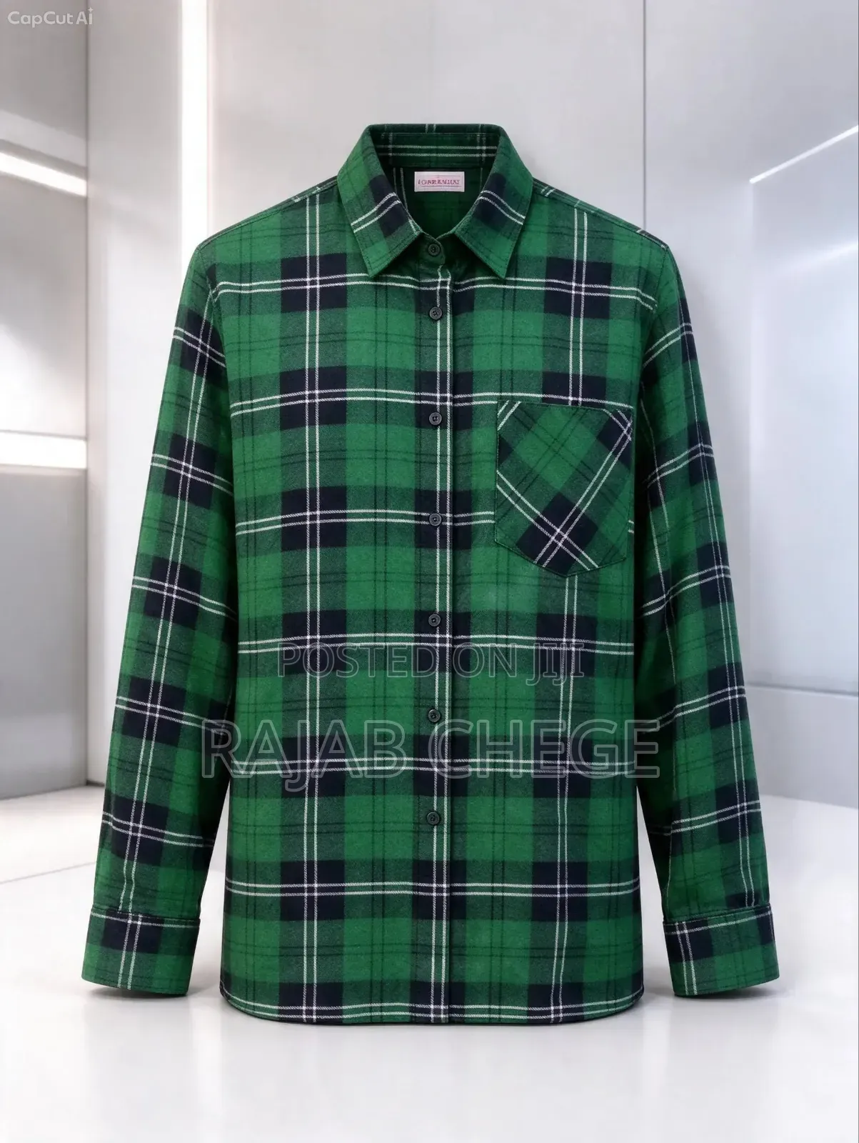 Navy Green Funnel Shirt